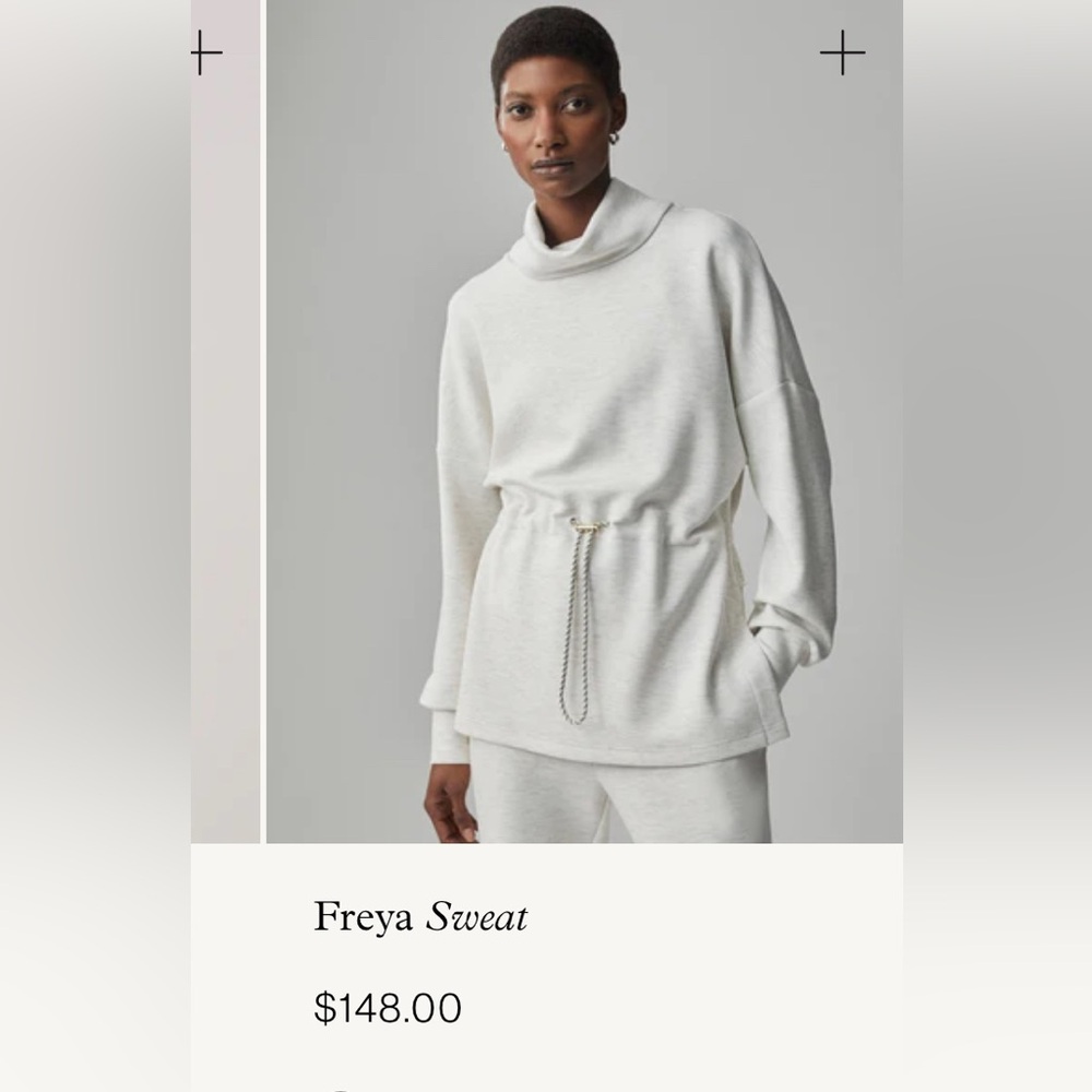 Varley Cream Turtleneck Sweater with Cinched Waist